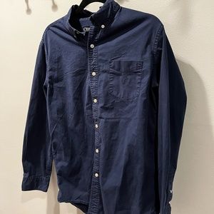 Chap's Medium Stretch Navy Blue Button-Down Shirt Men's